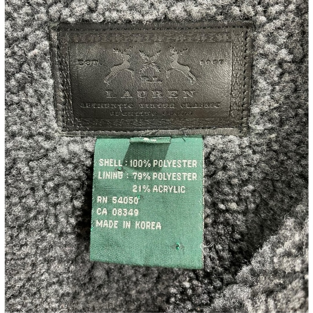 Lauren by Ralph Lauren Black Faux Suede and Shearling Button Up Car Coat Size L - Picture 5 of 7